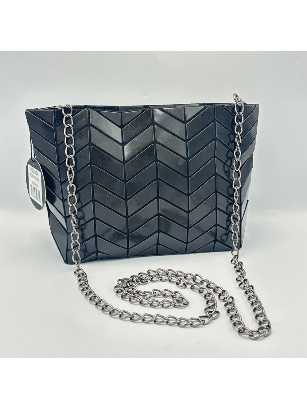 Patrizia Luca Geometric Crossbody Bag Clutch Purse Black Shimmer NWT - Picture 14 of 15